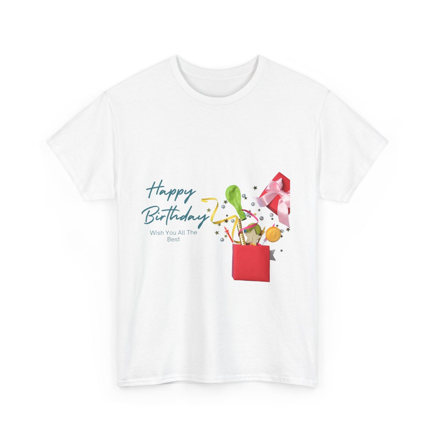 Happy Birthday Unisex Heavy Cotton Tee | Celebration Gift, Party Attire, Birthday Surprise, Fun Graphic T-Shirt, Casual Wear