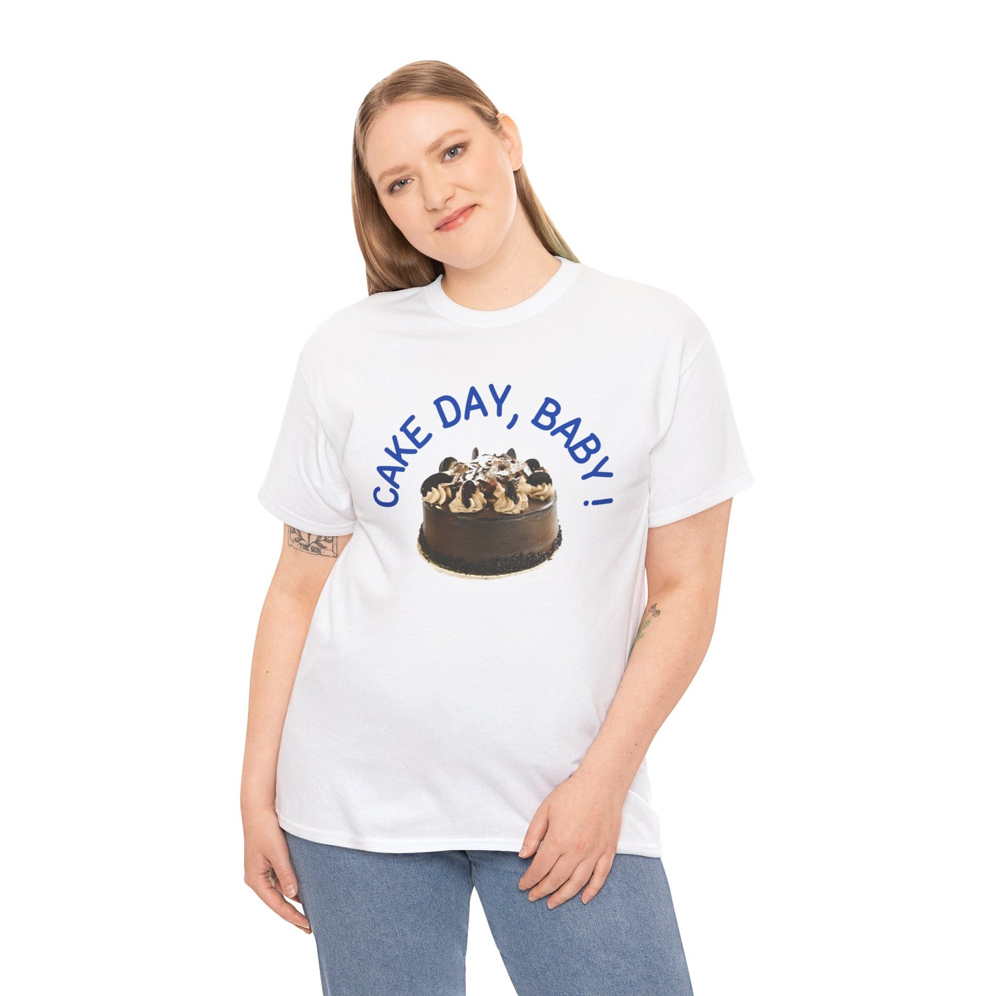 Unisex Cake Day Heavy Cotton Tee - Fun Birthday Gift Wear Soft Everyday Tee