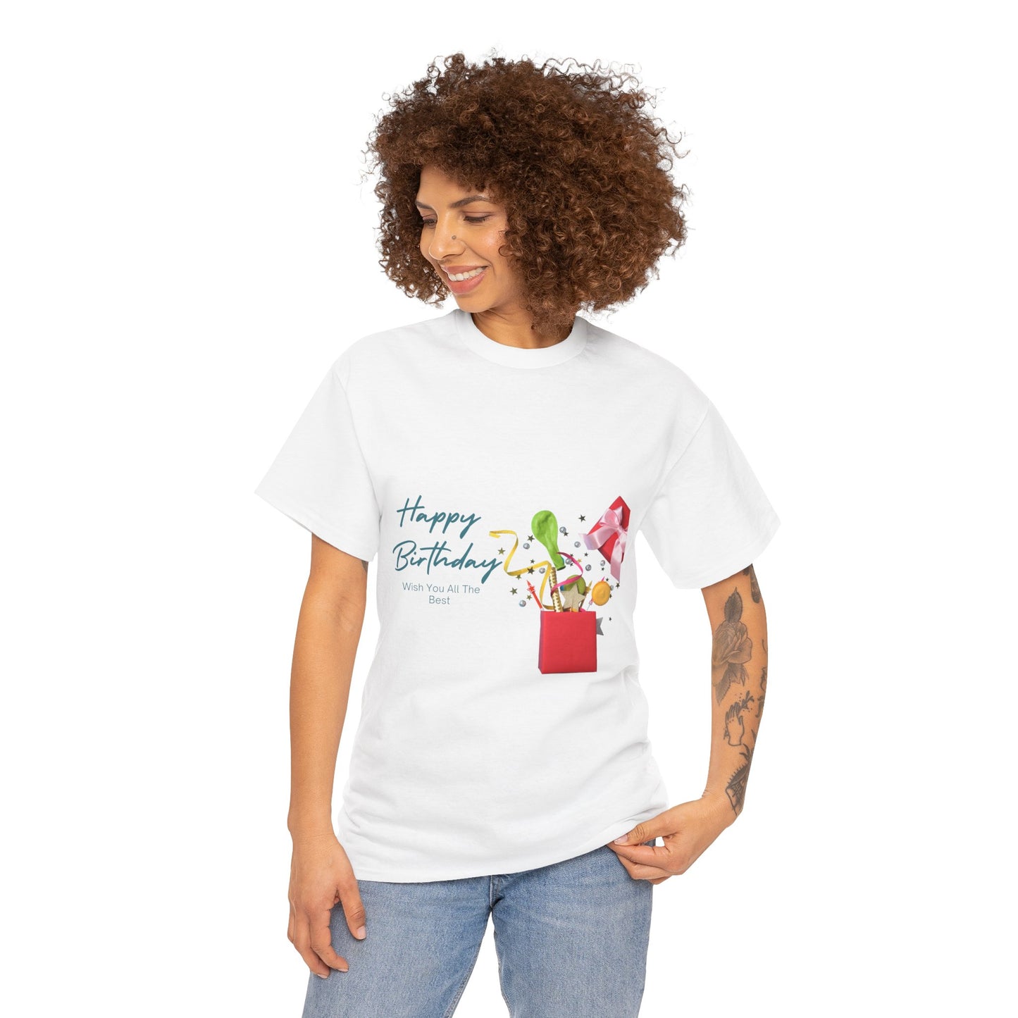 Happy Birthday Unisex Heavy Cotton Tee | Celebration Gift, Party Attire, Birthday Surprise, Fun Graphic T-Shirt, Casual Wear