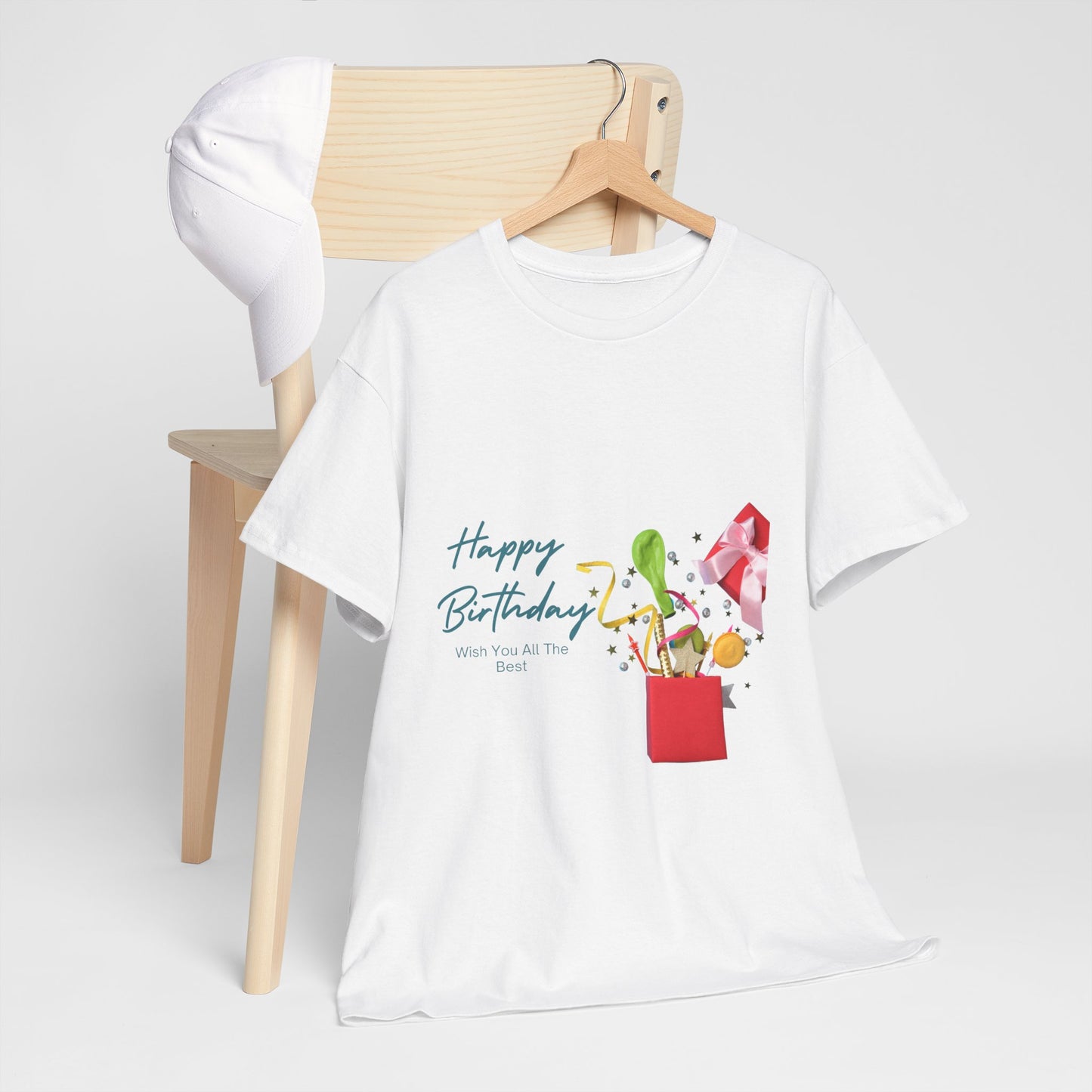 Happy Birthday Unisex Heavy Cotton Tee | Celebration Gift, Party Attire, Birthday Surprise, Fun Graphic T-Shirt, Casual Wear