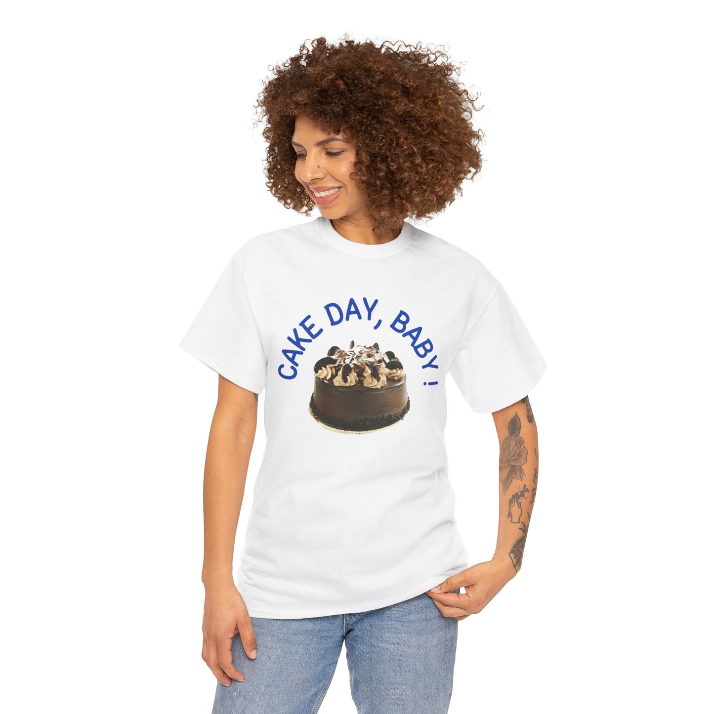 Unisex Cake Day Heavy Cotton Tee - Fun Birthday Gift Wear Soft Everyday Tee