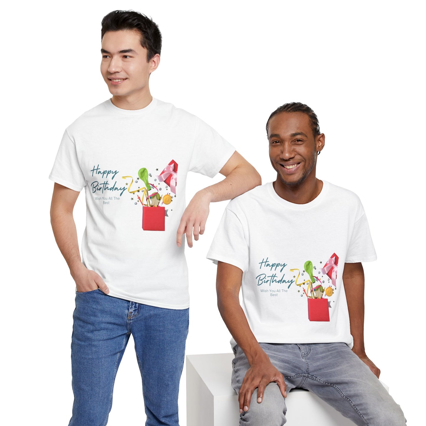 Happy Birthday Unisex Heavy Cotton Tee | Celebration Gift, Party Attire, Birthday Surprise, Fun Graphic T-Shirt, Casual Wear