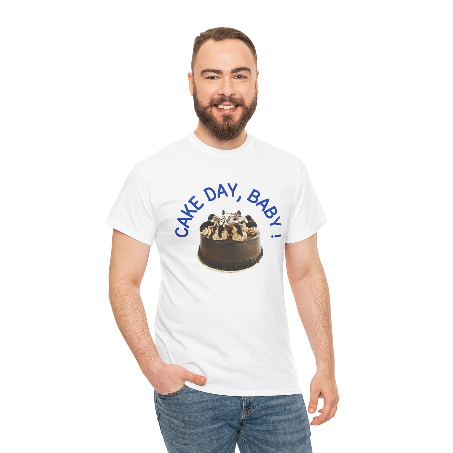 Unisex Cake Day Heavy Cotton Tee - Fun Birthday Gift Wear Soft Everyday Tee
