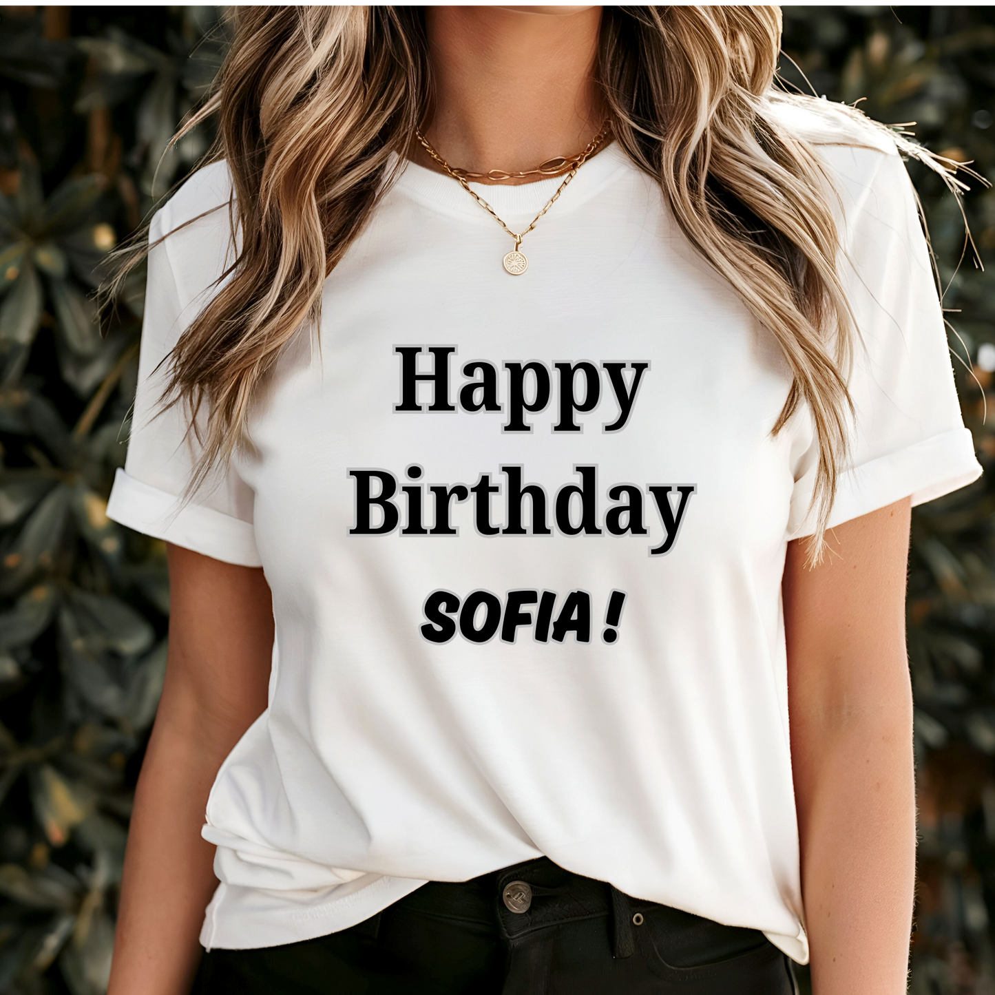 Happy Birthday Sofia white T-shirt for party and celebration