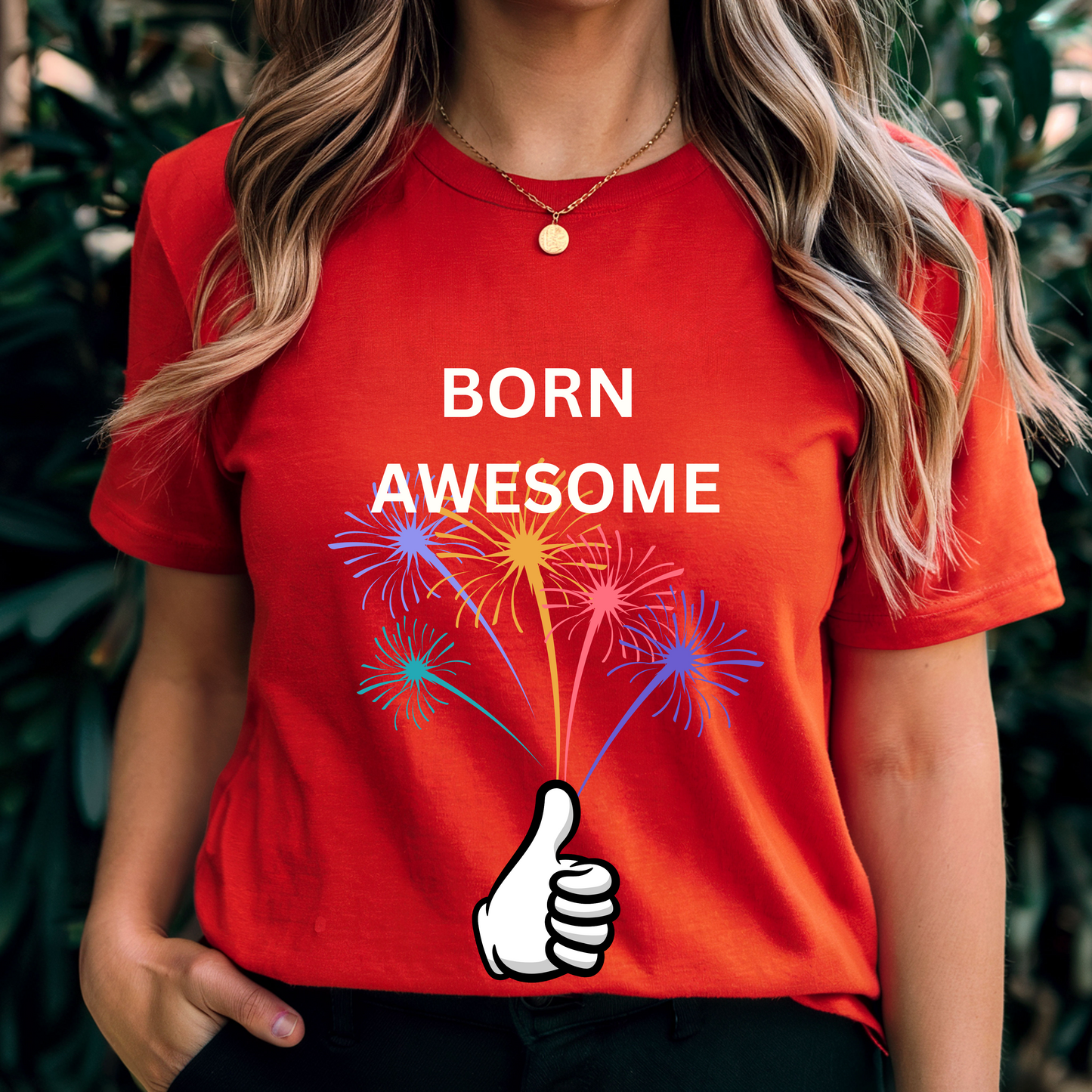 Born awesome red T-shirt Birthday style for any and celebration