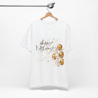 Happy Birthday Balloon T-Shirt, Unisex Tee for Celebrations, Festive Apparel, Party Gift, Birthday Outfit, Casual Wear