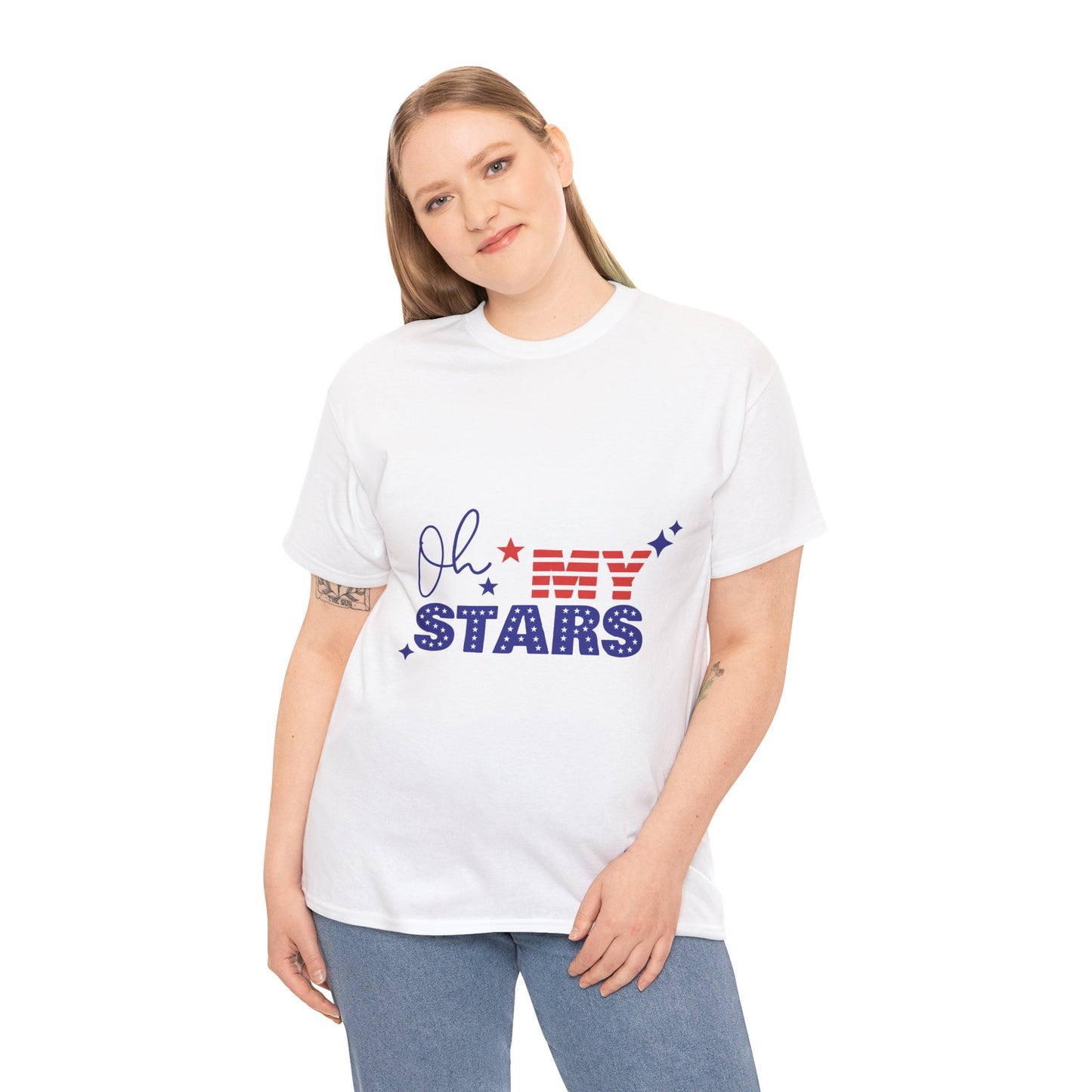 Stars and Stripes Unisex Heavy Cotton Tee | Patriotic T-Shirt | Casual Wear | Fourth of July | Summer Vibes | Gift for Friends