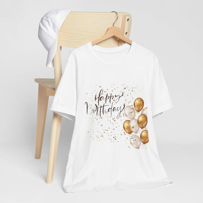 Happy Birthday Balloon T-Shirt, Unisex Tee for Celebrations, Festive Apparel, Party Gift, Birthday Outfit, Casual Wear