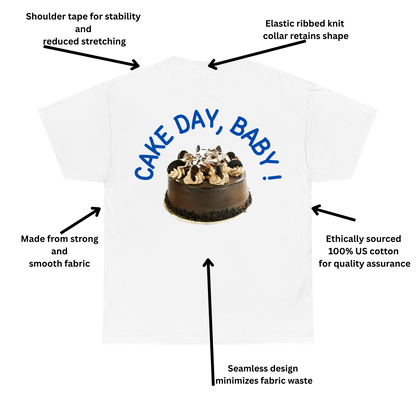Unisex Cake Day Heavy Cotton Tee - Fun Birthday Gift Wear Soft Everyday Tee
