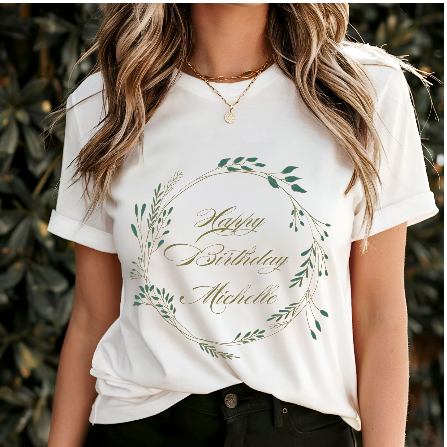 Happy Birthday Michelle white T-shirt celebration party gift surprise woman