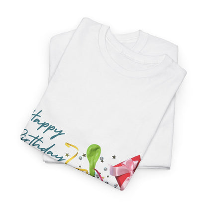 Happy Birthday Unisex Heavy Cotton Tee | Celebration Gift, Party Attire, Birthday Surprise, Fun Graphic T-Shirt, Casual Wear