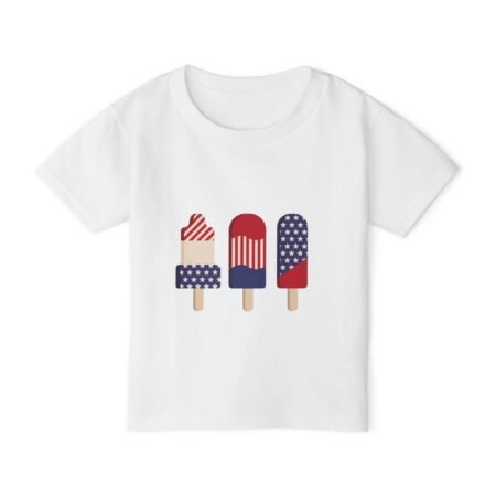 Patriotic Toddler T-shirt with Popsicle Design, Kids Summer Tee, July 4th Celebration Shirt, Birthday Outfit, Playful Playwear