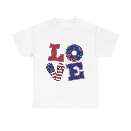 Patriotic Love Tee - Unisex Heavy Cotton T-Shirt, Casual Style, Summer Outing, Fourth of July, Gift for Her/Him