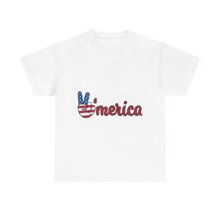 Unisex Cotton Tee with 'Peace' Design - Patriotic Casual Wear, Gift for Fourth of July, Eco-Friendly T-Shirt, Comfortable Summer Attire